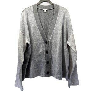 Talbots Women's Sweater Cardigan Size XL Gray Color Block Y2K 90's Long Sleeve